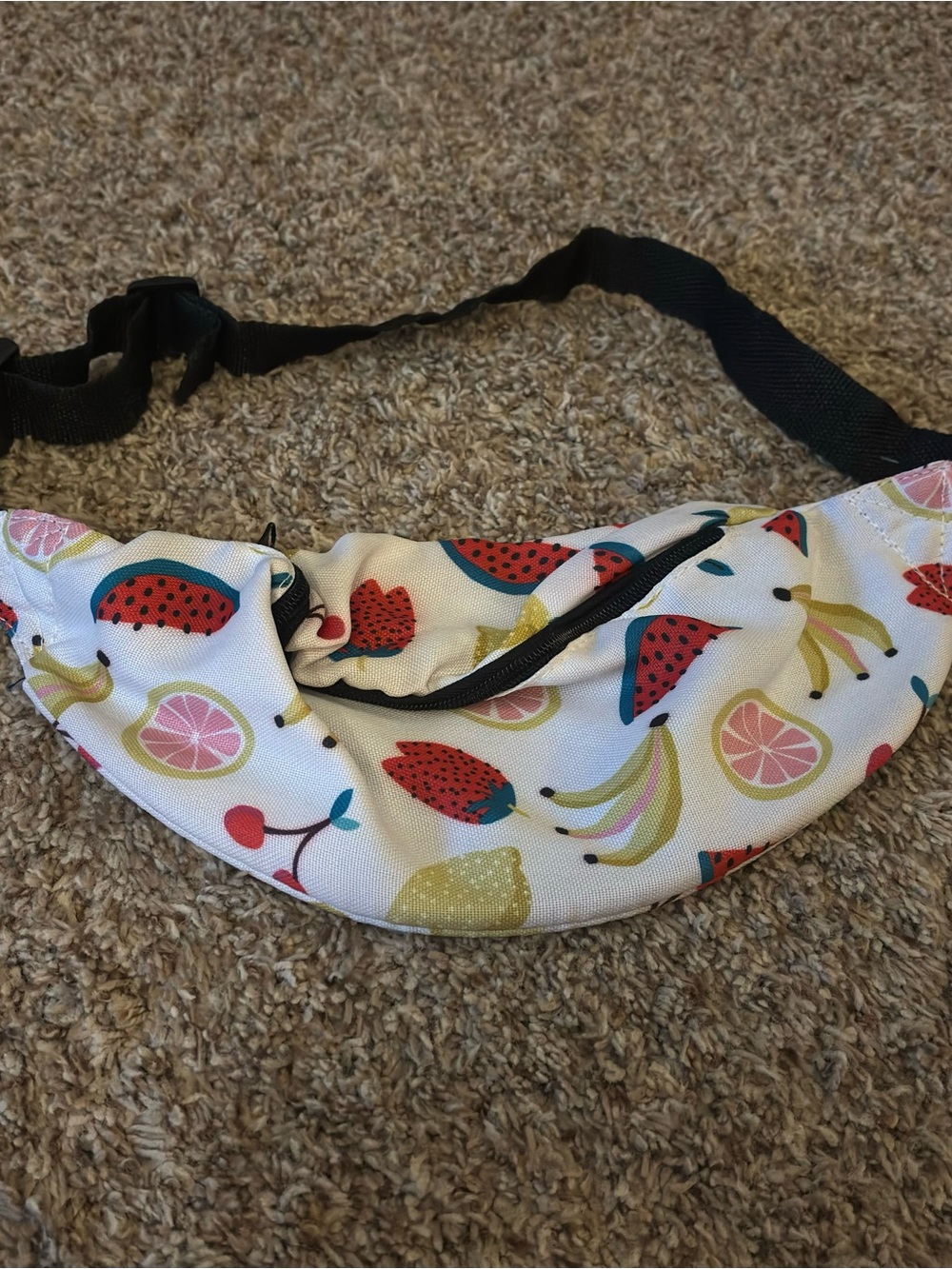 Kids Fruit-Print White Fanny Pack - Adjustable Waist Bag